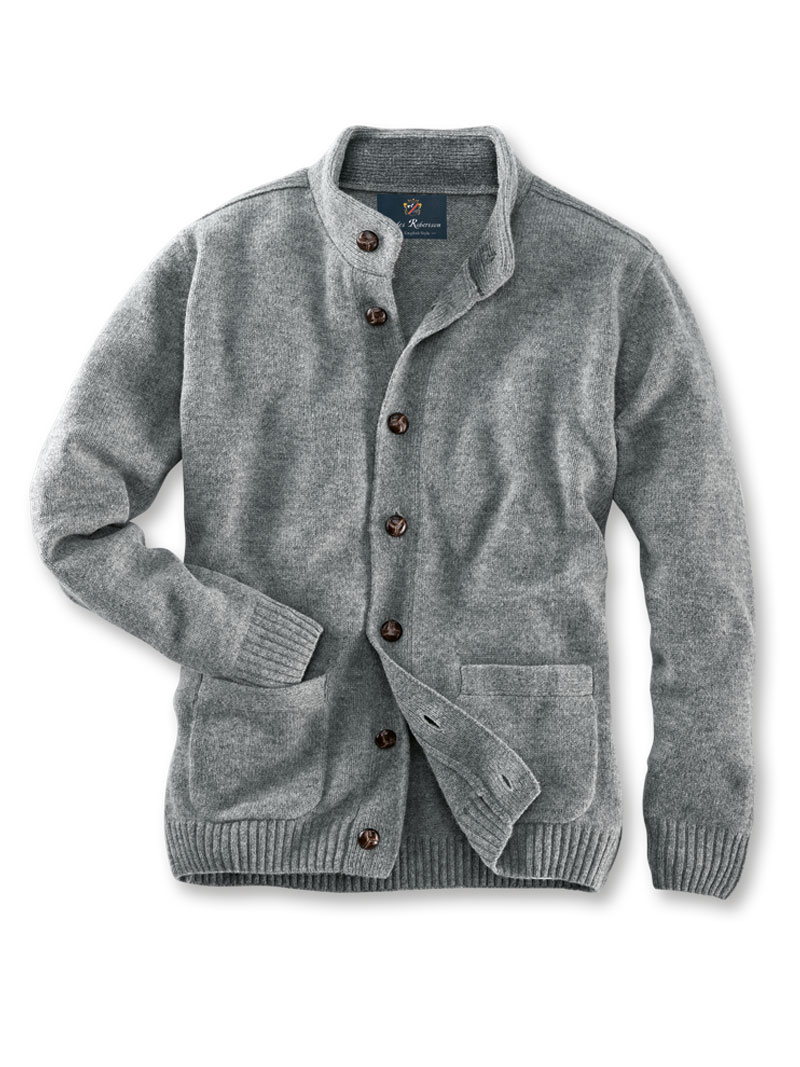 Lambswool Cardigan In Mid Grey Von Charles Robertson Pullover Strickjacken Herren